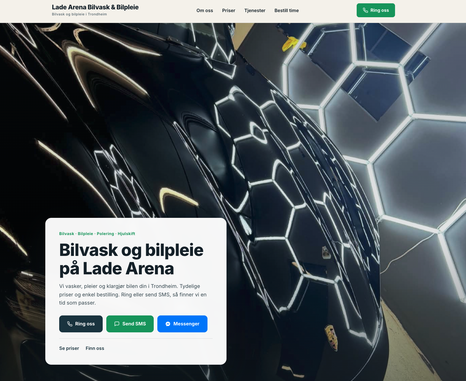 Lade Arena Bilvask & Bilpleie – levert nettside